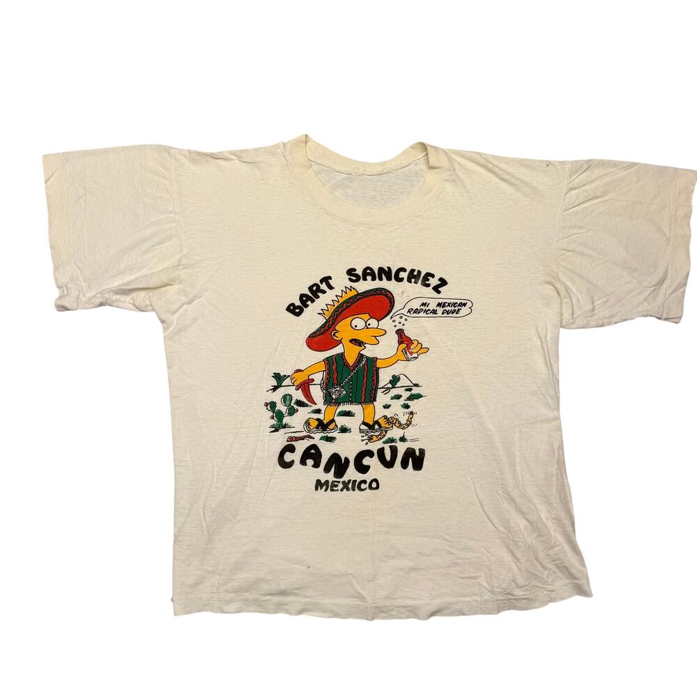 Vintage Simpsons Bart Sanchez Cancun Mexico T Shirt 22x24 Radical Dude 90s